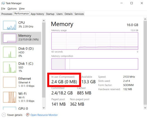 how much ram does opera gx use