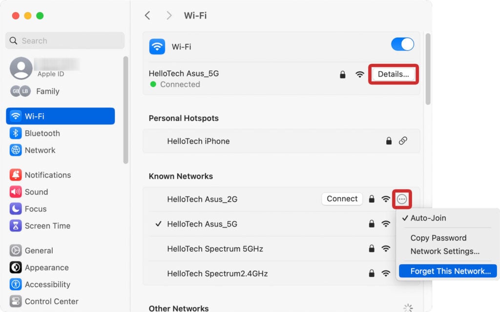 mac Forget and Re Add Your WiFi Network