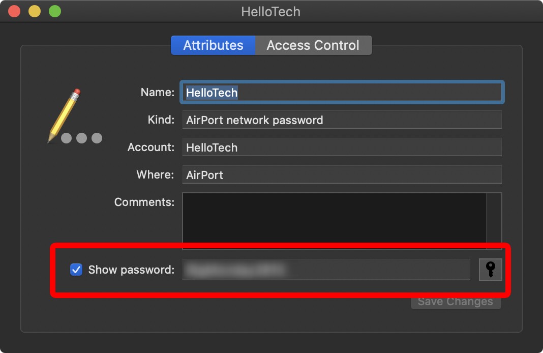 access saved password for wifi on mac