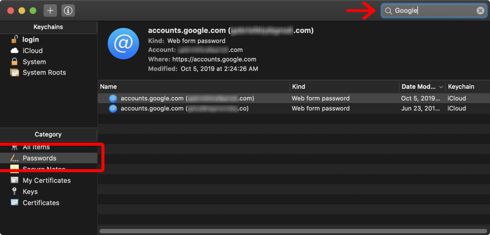 accessing passwords on mac
